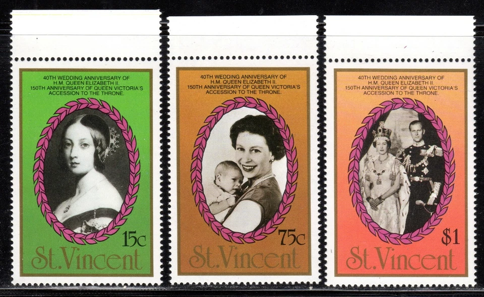 1987 St. Vincent SC# 1017-1019 - Portraits and Phot. - 3 Different Stamps - M-NH - Image 1 of 1