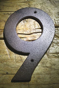 Rustic BROWN Cast Iron Metal House Numbers Street Address 6 1/2 INCH Phone #'s 9 - Picture 1 of 1