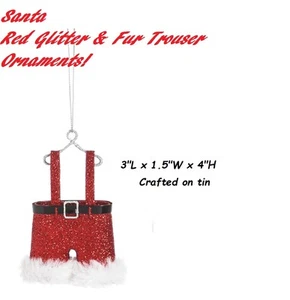 Santa Claus Traje Rojo Brillo Pantalones Piel Papá Noel Traje Rojo Colgador Navidad Adorno - Imagen 1 de 2