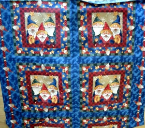 Christmas FABRIC Santas Cotton 44" Wide 7 1/3 Yds Paneled Old World - Picture 1 of 2