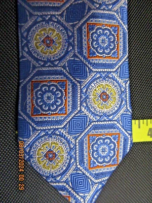 Corbata JoS A Bank Reserve azul con amarillo y naranja 60" largo 3." Ancho Foto 1 de 3