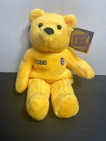 1999 "Salvino's B-Ball Bammers" "Kobe Bryant" Plush Bear, 9in, Yellow - NEW Cover