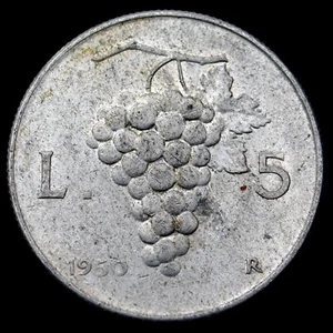 1950 Italy 5 Lire (Uva) Coin, km89 - Great Coin ๐ฎ๐น Free Shipping!!!! - Picture 1 of 2