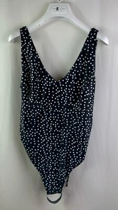 Boohoo Maternity Polka Dot Tie Waist Swimsuit, Black, Size 14 - Picture 1 of 5