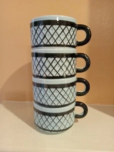 Holt Howard Vintage Set/4 MCM 1962 Blue Blk Cups Handpainted Fabulous Retro Rare - Bild 1 von 24