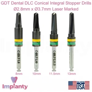 GDT Trapano conico DLC Dental Ø2,8 mm x Ø3,7 mm marcato laser - Foto 1 di 9