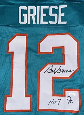 Bob Griese Signed Dolphins Jersey Stitched JSA Witness COA Auto W HOF Inscript - Image 1 of 4