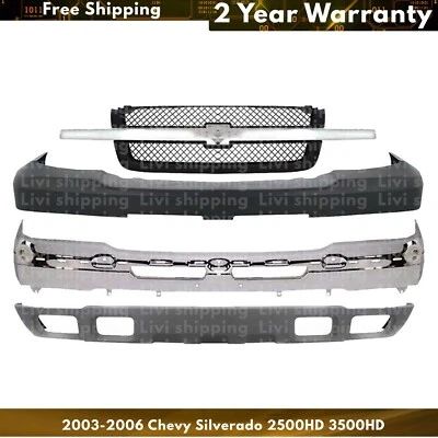 Front Bumper Chrome & Grille Kit For 2003-2006 Chevy Silverado 2500HD 3500HD — 第 1/4 张图片