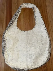 SONDRA ROBERTS CREAM FAUX LEATHER AND SNAKESKIN HOBO SLOUCH BAG UNUSED CONDITION - Picture 1 of 10