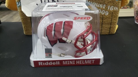 NIB WISCONSIN BADGERS RIDDELL SPEED MINI NCAA FOOTBALL HELMET BLANK Cover