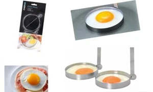 Chef Aid 2-Piece Egg Ring Set Black Fried Egg Rings Frying Pan Round Shaped Cook - Picture 1 of 3