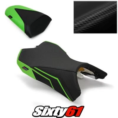 Kawasaki Ninja 1000 Seat Cover 2011-2016 Front Rear Black Green Luimoto Carbon - Imagem 1 de 4