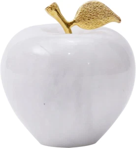 Pieza de Decoración de Mármol Nueva Blanca 3" Pulgadas Hecha a Mano Apple Pisapapeles Decoración de Escritorio - Imagen 1 de 7