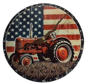 USA Farmer Round Clock Metal sign Wall Art. Ideal for Man Cave Home Decor - Picture 1 of 2