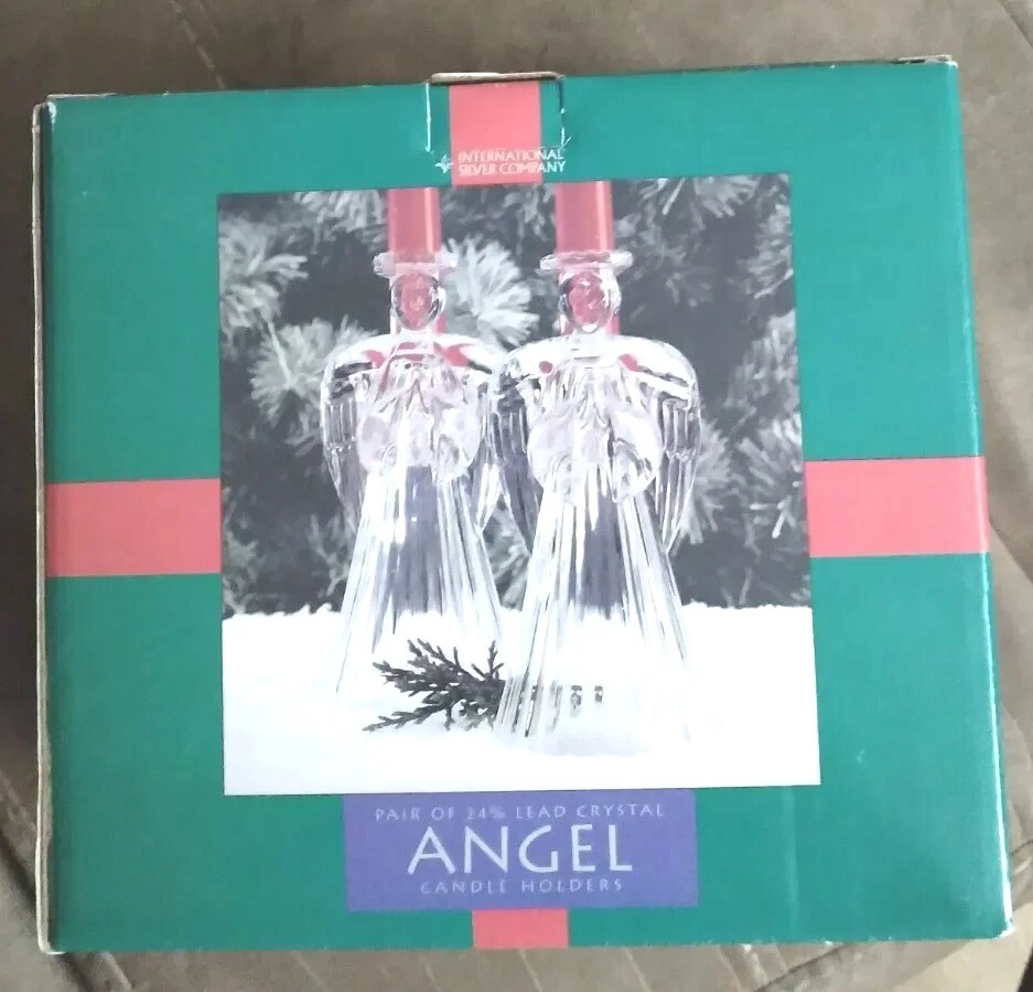 Candelabros Angel International Silver Company (2) 24 % cristal plomo 7" 1996 H3 Foto 1 de 4