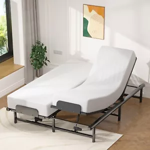 Adjustable Bed Frame + 10" Twin XL Queen Gel Memory Foam Mattress Bed in a Box - Picture 1 of 33