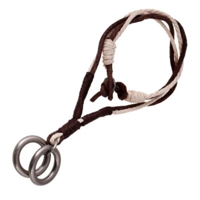 Colar pingente masculino anel duplo - Imagem 1 de 2