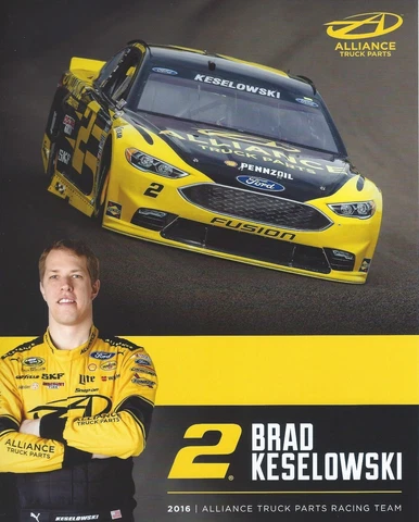 2016 BRAD KESELOWSKI "ALLIANCE TRUCK PARTS" #2 NASCAR SPRINT CUP POSTCARD Cover