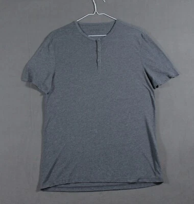 John Varvatos Henley Shirt Mens M Medium Short Sleeve Modal Blend Dark Gray - Image 1 of 4