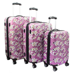 Tropical Flower 3-Piece Expandable Hardside Spinner Luggage Set - Pink - Picture 1 of 6