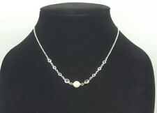 Ralph Lauren Silvertone Clear Bezel Crystal Faux Pearl Frontal Necklace $48