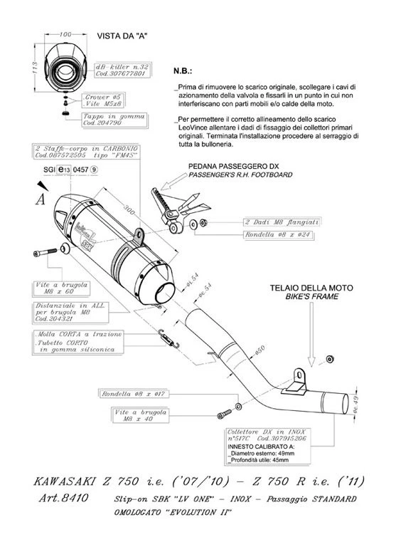Pot D'Échappement LeoVince SBK Terminal LV One Approuvé Kawasaki Z 750 R - - Photo 1/1