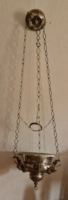 LUSTRE D'EGLISE ENCENSOIR XIXÈME METAL ARGENTÉ BRONZE - Photo 1/4