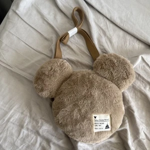 Tokyo Disney Mickey Shape Brown Fluffy Cross Body Bag Shoulder Japan 【US STOCK】 - Picture 1 of 5