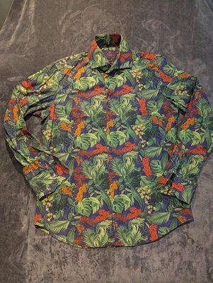 Hawes & Curtis Mens Shirt York Slim Fit Medium Floral Loud Hippie Boho Party - Image 1 of 4