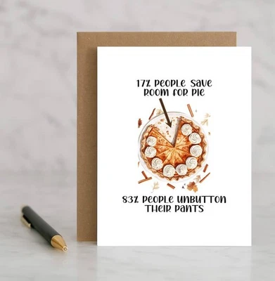 ¿Ahorrar espacio para el pastel? - Divertida tarjeta de Acción de Gracias Foto 1 de 4