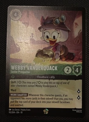 Disney Lorcana Whispers In The Well Webby Vanderquack Junior ProspectorLEGENDARY - Image 1 of 2