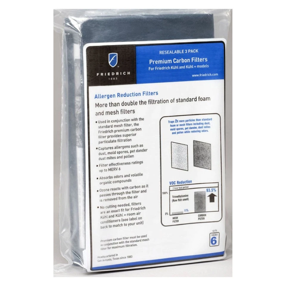 Filtros de carbono de repuesto Friedrich (paquete de 3) para modelos Kuhl SS ES e YS KWCFS Foto 1 de 1