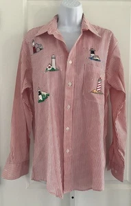 Las Olas Versus Vintage Embroidered Lighthouse Top Size Small  - Picture 1 of 9