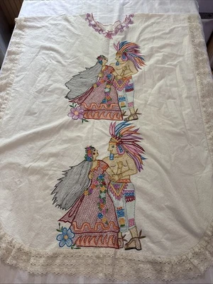 Vestido Vintage Nativo Americano Bordado Hecho a Mano Caftán Encaje Multicolor OS Foto 1 de 4