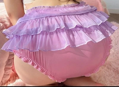 Bragas calzoncillos estilo vintage pin up rosa satinado y púrpura malla en capas Sissy 4X 4XL NUEVAS Foto 1 de 4