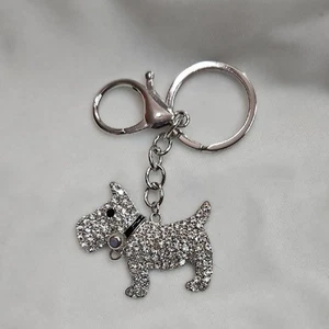 Llavero de plata con diamantes de imitación para perro bolso dije diamantes de imitación cristales cartera encanto brillante - Imagen 1 de 4