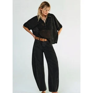 Pantalones de mezclilla recubiertos We The Free x Free People Good Luck tiro medio - negros talla 29 - Imagen 1 de 7