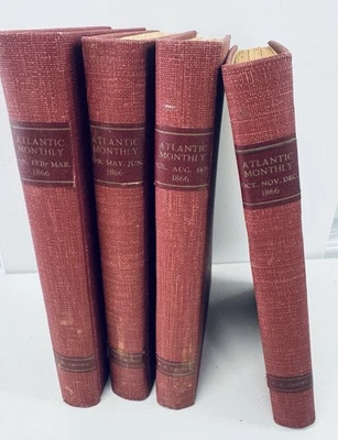 1866 Atlantic Monthly Bound Complete Year - Professionally Bound Post Civil War Foto 1 de 4