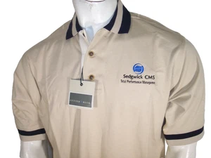 Neu Cutter & Buck Small hellbraun/marine Borte dick Baumwolle Golf Shirt Sedgewick CMS - Bild 1 von 6