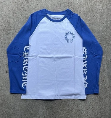 Size L: chrome hearts long sleeve white and blue - Image 1 of 3