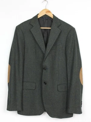 Tombolini Wool Green 2 Button Suede Elbows Blazer, Size 50R - Image 1 of 4