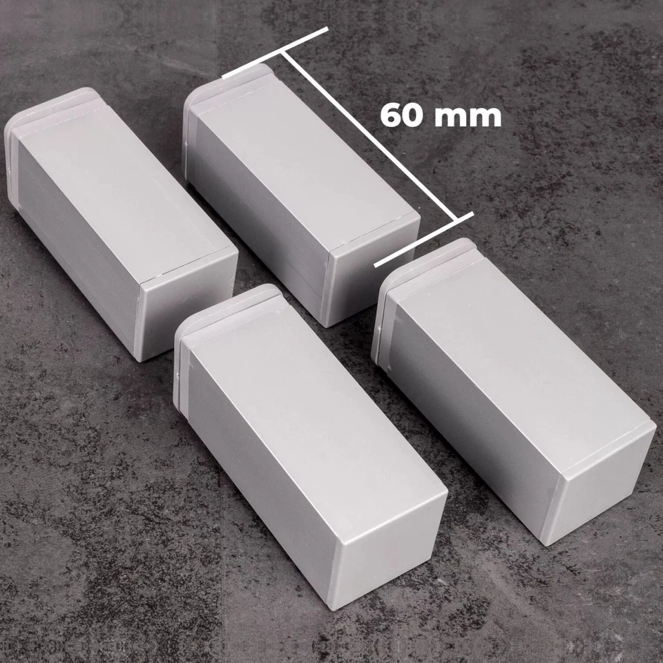 Möbelfuß 4er SET Möbelfüße 40 x 40 mm Chrom matt, Höhe 60 mm - Bild 1 von 1