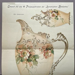 ANTIQUE Art Nouveau DINNERWARE COFFEE POT Color Print GERMANY Ceramic Review #1 - Picture 1 of 24