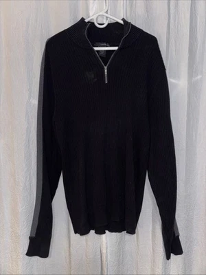 Suéter CALVIN KLEIN JEANS Para Hombre Cremallera Cuarto XL Negro Gris Algodón Burdeos Foto 1 de 3
