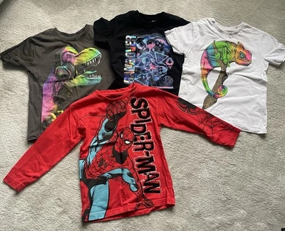 Selection Of Boys T Shirts Next And Nutmeg 3-4 Years Dinosaur Spiderman - Image 1 of 4