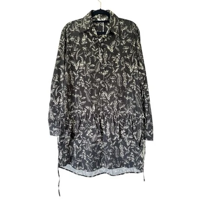 Vestido Thakoon Talla 4 Negro Estampado Camisa Vestido Cuello Abotonado ITALIA ETIQUETAS NUEVAS Foto 1 de 4
