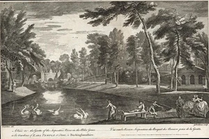 In The Gardens Of Earl Temple Stowe Buckinghamshire Engraving George Bickham 16 - Picture 1 of 4