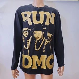 Rare Vintage Run DMC Black Gold Long Sleeve Shirt XXL Claiborne - Picture 1 of 9