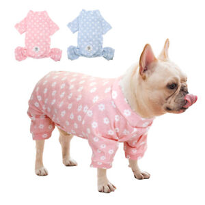 Floral Dog Pajamas Soft Warm Jumpsuit Cute Pet Clothes for Small Medium Pet Pink