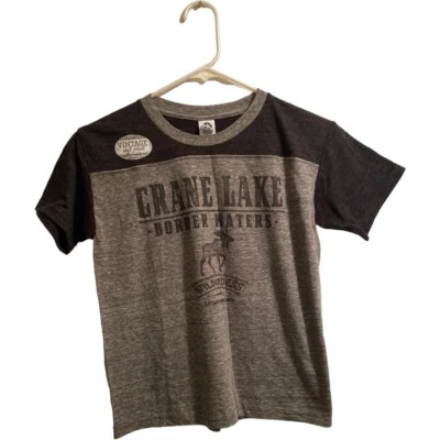 Crane Lake Minnesota Tee Shirt Boy’s Youth Small Gray Border Waters New Shirt - Image 1 of 4